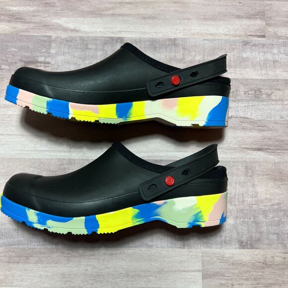 Hunter Womens Black Rubber Clogs With Multicolor Sole - Picture 7 of 10